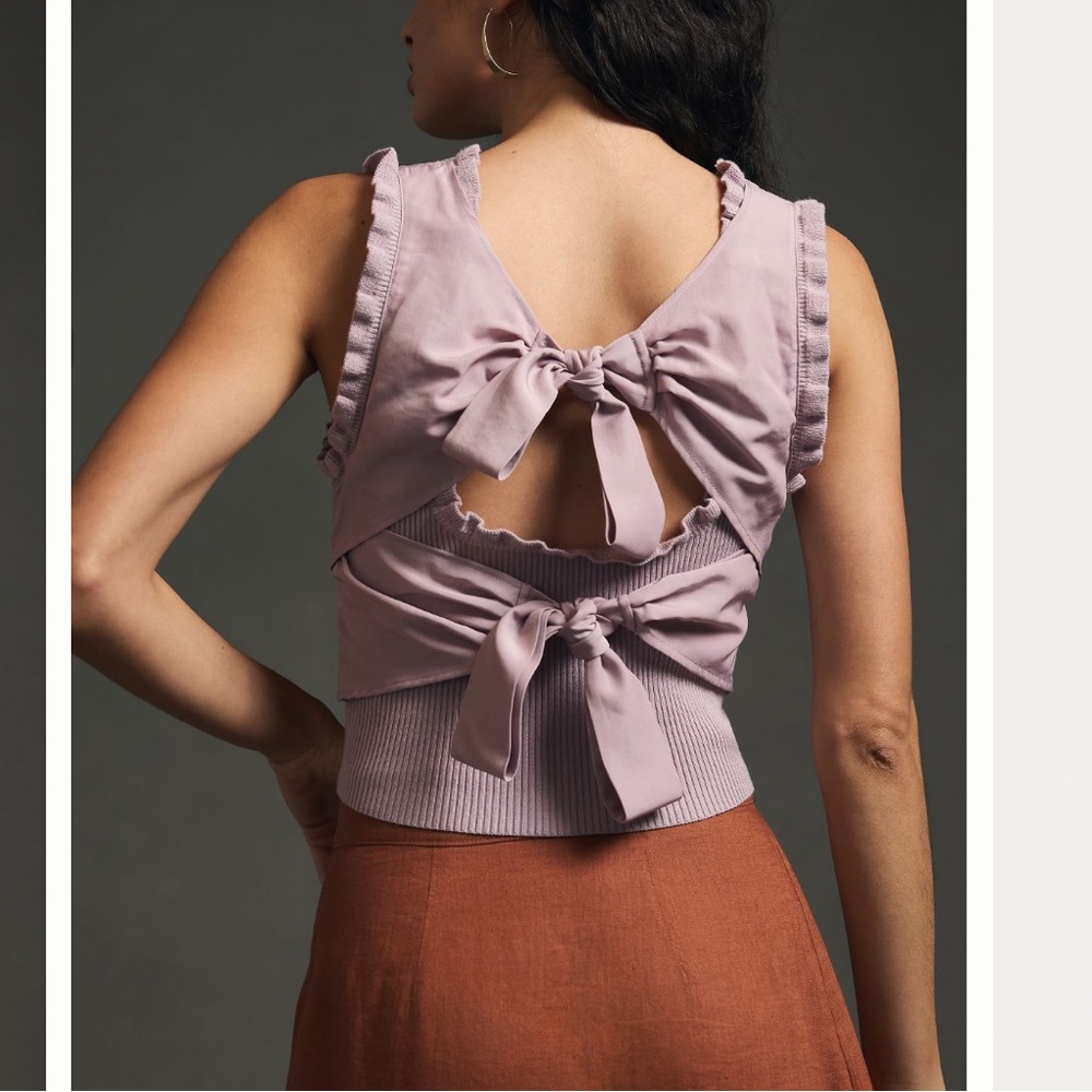 NWT Anthropologie Bow-Back Sweater Tank in Lavender